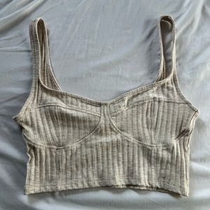 H&M Oatmeal cropped ribbed tank top